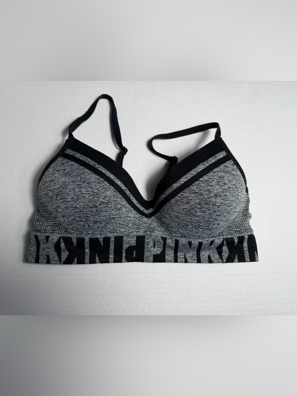 PINK Victoria's Secret Gray Seamless Bralette with Black Trim